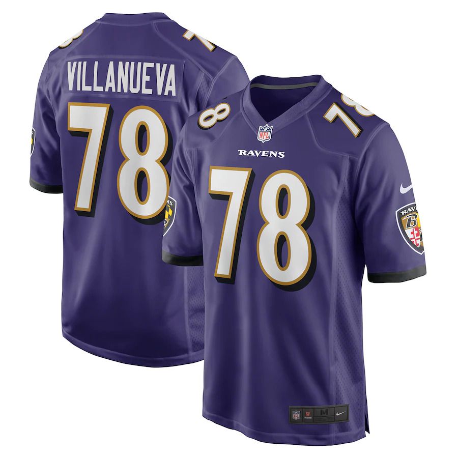 Men Baltimore Ravens 78 Alejandro Villanueva Nike Purple Game NFL Jersey
